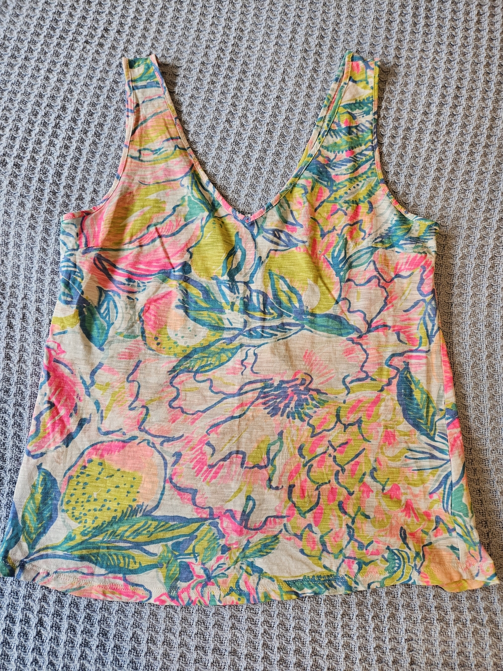 Lilly Pulitzer Floral V-Neck Tank in Pink, Yellow, Blue and Green